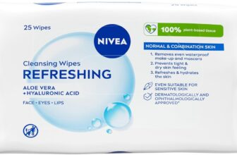 NIVEA Refreshing 3-in-1 Cleansing Face Wipes for Normal Skin (25 sheets), Plant-Based Makeup Wipes, Gentle Yet Effective Face Cleanser with Aloe Vera and Hyaluronic Acid