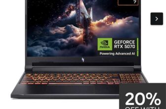 Nitro V16 Gaming Laptop – GeForce RTX 5070 – AMD Ryzen 7 – 16GB RAM – 1TB SSD – 16in w/ code