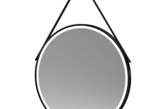 Nuie Matt Black round Illuminated Mirror 800mm