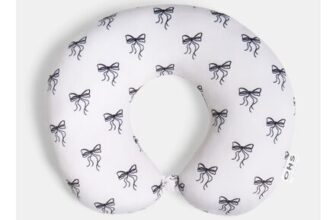 OHS Bow Print Neck Pillow Monochrome