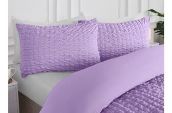 OHS Geometric Seersucker Duvet Set Lilac