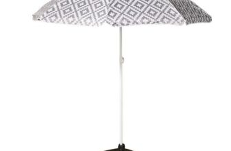 OHS Grey Geometric Outdoor Garden Parasol, UV-Resistant, 1.8m