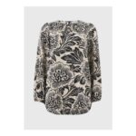 Papaya Petite Black Floral Scoop Hem Blouse