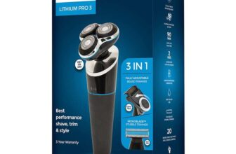 Paul Anthony Lithium Pro 3 USB Wet & Dry Mens Rotary Shaver, Stubble and Beard Trimmer – H5021
