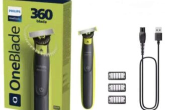 Philips OneBlade 360 Beard Trimmer for Face with 3 click-on stubble combs – Trim, Edge, Shave, QP2724/23 – free click and collect