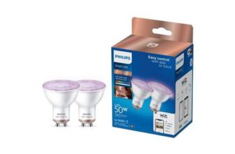 Philips WiZ GU10 Colour Smart LED Wi-Fi Bulb – 2 Pack