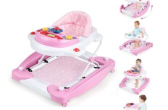 Pink Gymax 6-in-1 Baby Walker with Adjustable Height