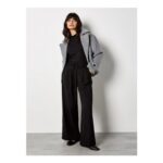 Pleat Detail Wide Leg Drawstring Trousers