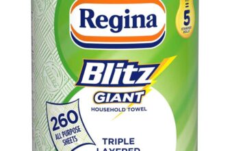 Regina Blitz Giant 1 Roll Multi-Purpose Household Towels, 3 Ply, 260 Sheets with voucher – S&S £3.15
