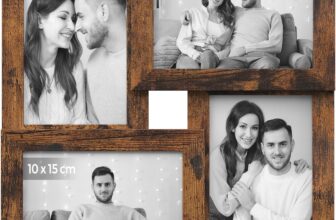 SONGMICS Picture Frame Collage 4 Photo Frames for 10 x 15 cm Pictures, Photo Collage, Wall Collage, Multi-Frame, Wall Decoration, Christmas, Vintage Brown RPF025X01