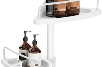 SONGMICS Shower Corner Shelf, 4-Tier Bathroom Shower Shelf, 85-305 cm Adjustable Shower Caddies, Bathroom Organiser, White BCB001A