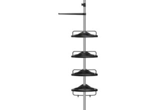 SONGMICS Telescopic Corner Shower Caddy, Stainless Steel, 4 Shelves
