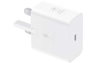 Samsung Galaxy Official 25W Super Fast Charging Travel Adapter (without USB-C to C Data Cable), White (includes a screen protector)