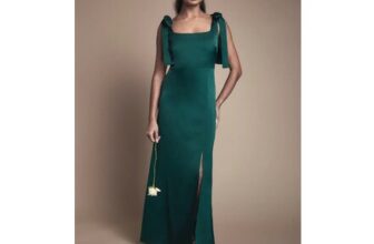 Satin Tie Shoulder Midi Bridesmaid Dress