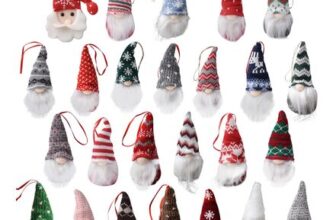 Set of 24 Plush Garden Gnomes Ornaments with Beards