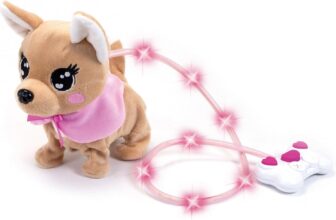 Simba 105893542 ChiChi Love Loomy, with Luminous Cable Control, Can Run, Bark and Waggle the Tail, 20 cm, for Children from 3 Years