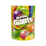 Skittles Giants Vegan Chewy Sour Sweets Fruit Flavoured Pouch Bag 132g