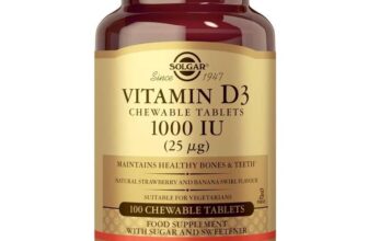 Solgar Vitamin D3 1000 IU (25 µg) Chewable Tablets – Pack of 100