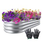 Speedwellstar Raised Galvanised Steel Garden Bed Kit 1.2m with Gloves