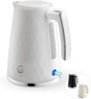 Swan Hexton 1.7L Electric Kettle, 3KW Rapid Boil, Flip Top Lid, Removable Limescale Filter, 360-Degree Base, Cord Storage, White with Chrome Accents, SK19038WHT