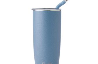 Swell Stainless Steel Tumbler with Straw, Desert Sky, Slide-Open Lid