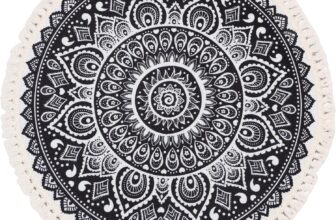 Terafeels Round Area Rug Bedroom Classic Tassels Carpet Short Pile Non-Slip Vintage Cotton Thin Machine Washable Floor Rug for Kitchen Hallway Dining Room 90cm,10090