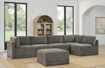 Thomasville Fallon Grey 6 Piece Modular Fabric Sofa