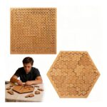 Two-Piece Fractal Tray Puzzles, Mind-Bending Wooden Jigsaw for Adults