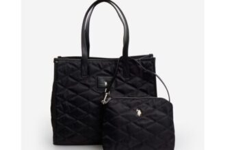 US Polo Assn Black Quilted Tote Bag