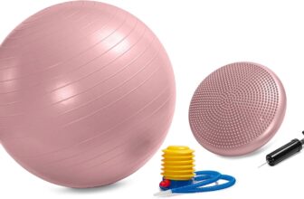 Wobble Cushion & Exercise Ball Set 65 cm (25.6) – Balance Cushion 33 cm (13) with Pump – Core Training, Yoga, Pilates & Back Muscle Exercise – C4B