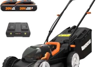 Worx WG779E.2 40V 34cm Cordless Lawnmower with 2 x 2.0Ah Batteries, Charger & 30L Grass Collection Bag