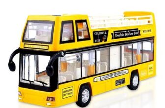Yellow Double-Decker Bus Toy, Pull-Back Diecast Model for Kids