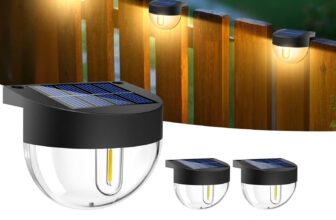 btfarm Solar Fence Lights Outdoor Garden, 8 Pack Retro Deck Lights with Edison LED Blub, Waterproof Step Solar Powered Outdoor for Stairs Yard Decking Patio Railing Wall Pathway Decor, Warm White