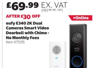 eufy E340 2K Dual Cameras Smart Video Doorbell with Chime – No Monthly Fees