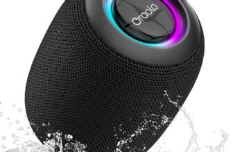 oraolo Mini Bluetooth Speaker, IPX7 Waterproof Portable Speaker 15W,30H Playtime,LED Light, Bluetooth 5.4, Support TWS, Small Wireless Speakers for Outdoor/Camping/Party
