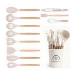 12-Piece Silicone Kitchen Utensils Set with Wooden Handles