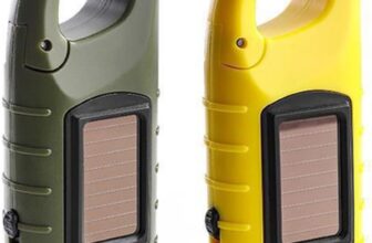 2-Pack Wind Up Torch, LED Flashlight with Solar Power and Hand Crank, Super Bright Emergency Light with Carabiner Hook, Portable Rechargeable Torch for Camping, Hiking, Outdoor Survival Gear