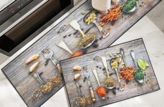2 Pieces Non-Slip Kitchen Mat and Rug Set, Washable Hallway Runner, for Dining Room, Entryway and Door, 43×75 43×120 cm