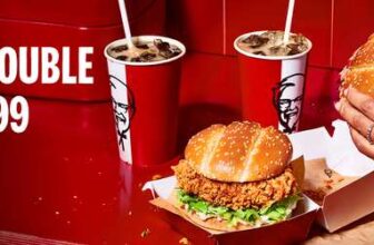 2 fiery Zinger Burgers and 2 drinks