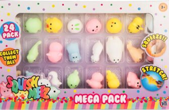 24 Pack Mochi Squishy Fidget Toy Set Soft Sensory Stress Relief Toys for Kids & Adults Calming Anxiety Toys for Party Bags, Birthday Gifts, School Prizes, Weddings & Classrooms Age 3