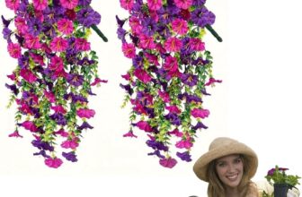 2Pcs Artificial Hanging Flowers Outdoor, Fake Trailing Plants Morning Glory Decoration Artificial Fake Silk Hanging Plants Basket Spring Decor Garden Porch Wedding for Pots Patio All (F)