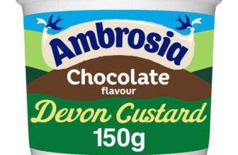 4 x Ambrosia Devon Custard Chocolate Flavour, Creamy Ready-to-Eat Dessert, 150 g Pot £1.63/£1.45 Subscribe and save
