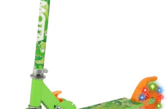 ATOM Light Up Inline Scooter for Kids Foldable 2-Wheel Scooter with Light-Up Wheels, Adjustable Handlebar, Folding Lock System Available in Dinosaur or Unicorn Theme Outdoor Ride On Toy Ages 4