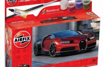 Airfix Starter Set – A55005 Bugatti Chiron Model Building Kit – Set Includes Decals, Humbrol Acrylic Paints, Brush & Poly Cement