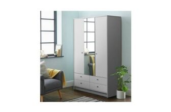 Argos Home Malibu 3 Door 4 Drawer Mirror Wardrobe – Grey