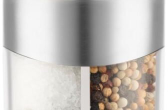 Bodum Twin 2-in-1 Salt and Pepper Grinder White Adjustable Ceramic Mill for Kitchen and Table Easy to Refill