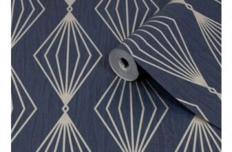 Boutique Marquise Sapphire Gold Effect Geometric Textured Wallpaper