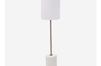 Brass Tone & White Floor Lamp 165x40cm