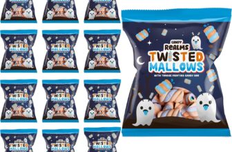 Candy Realms Halloween Twisted Mallow Bags, Strawberry Flavoured Jelly Filled Mallow, 90 g (Pack of 12)