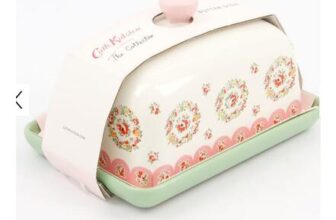 Cath Kidston Pink Folk Rose Stoneware Butter Dish 9×15.5cm